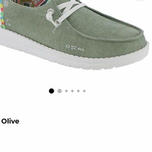 Hey Dude Sage Green and White Loafers